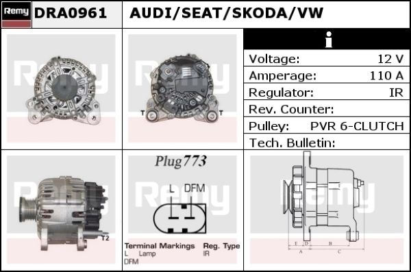 DELCO REMY Generaator DRA0961